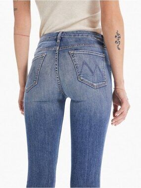 Mother Jeans High Waisted Looker Ankle Fray Walking on Coals Wash